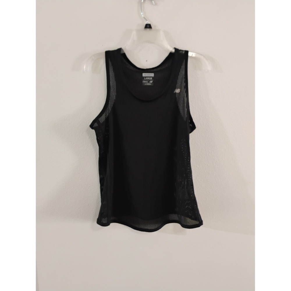 New Balance Mens Large Black Mesh Running Tank Top Performance Athletic Shirt